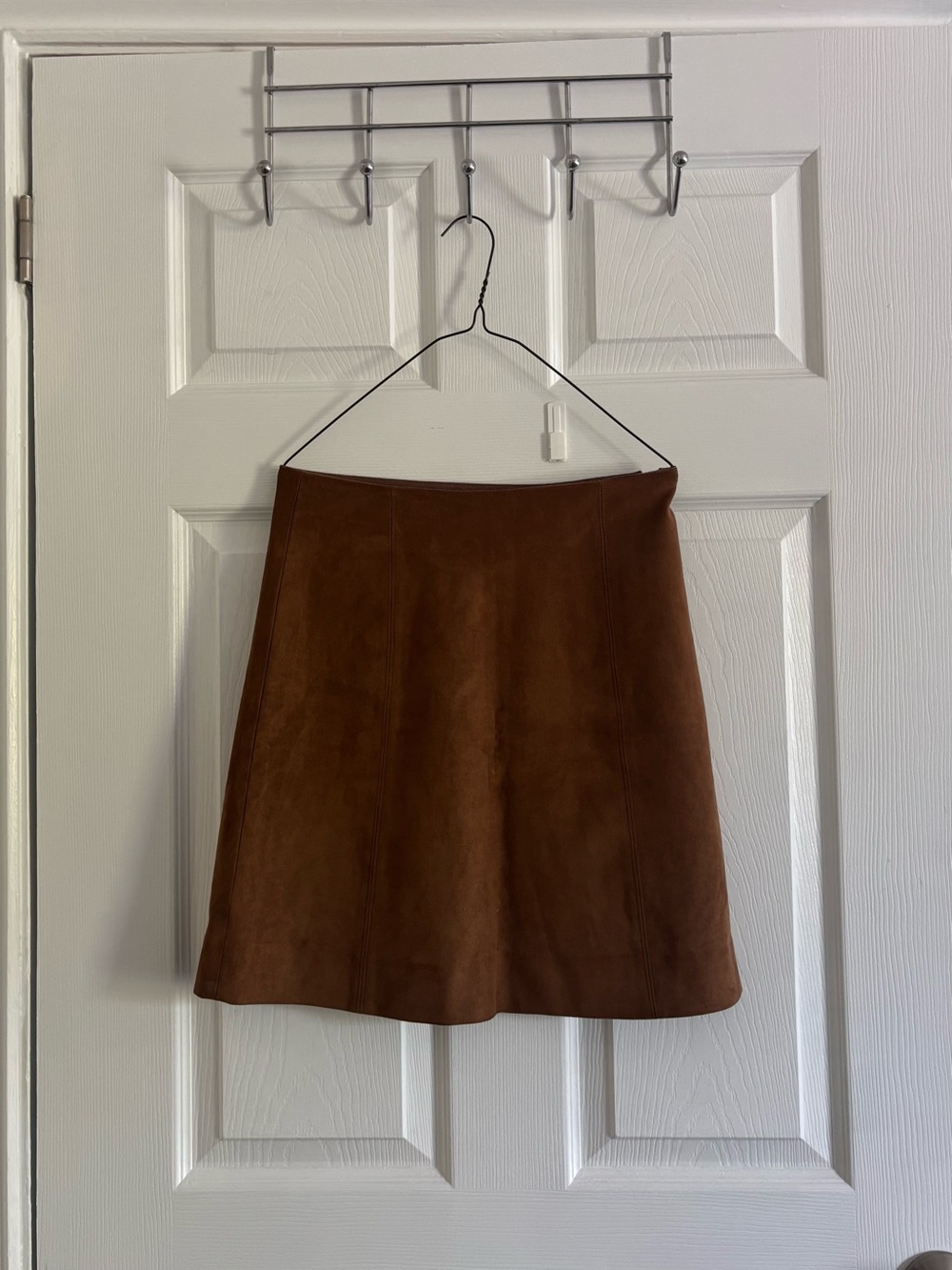 Babaton Cognac Brown Suede A-Line Skirt